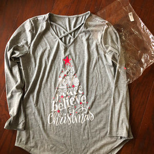 NEW WOMEN'S SIZE XL CHRISTMAS SHIRT - BELIEVE